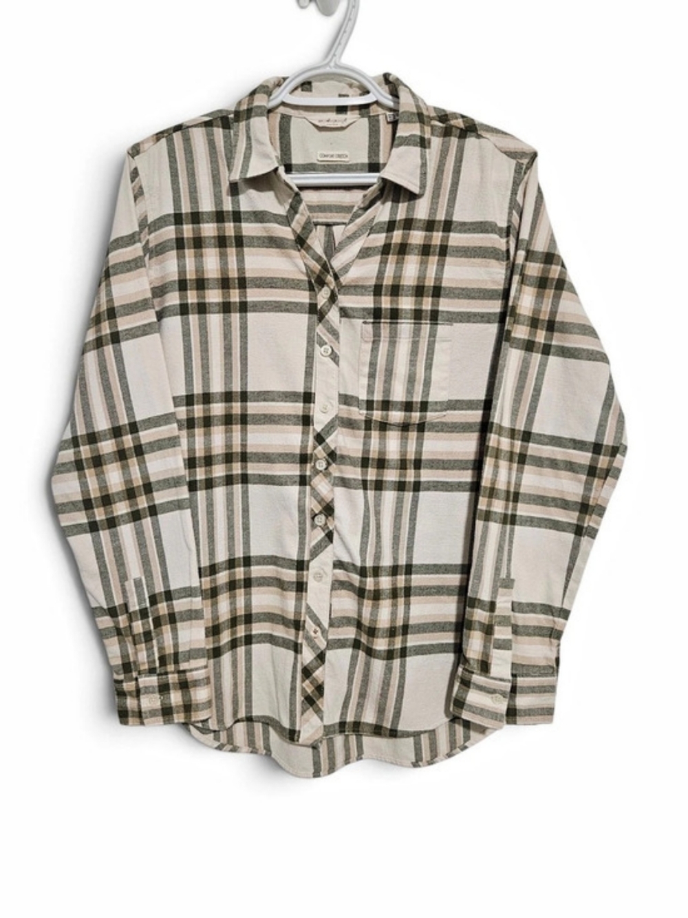 Weatherproof Plaid Button Down in Green & White Size Medium Cabincore